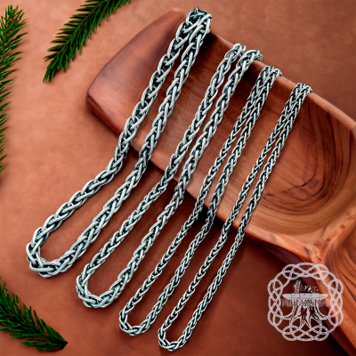 Handmade Sterling Silver Viking Chain Norse Necklace