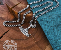 Sterling Silver Perun Replica Pendant. Norse Viking Axe Necklace.