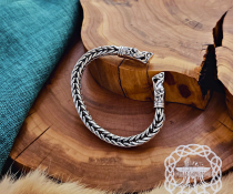 Wolf Head Norse Arm Ring Replica from Gotland. Handmade Sterling Silver Viking Bracelet.