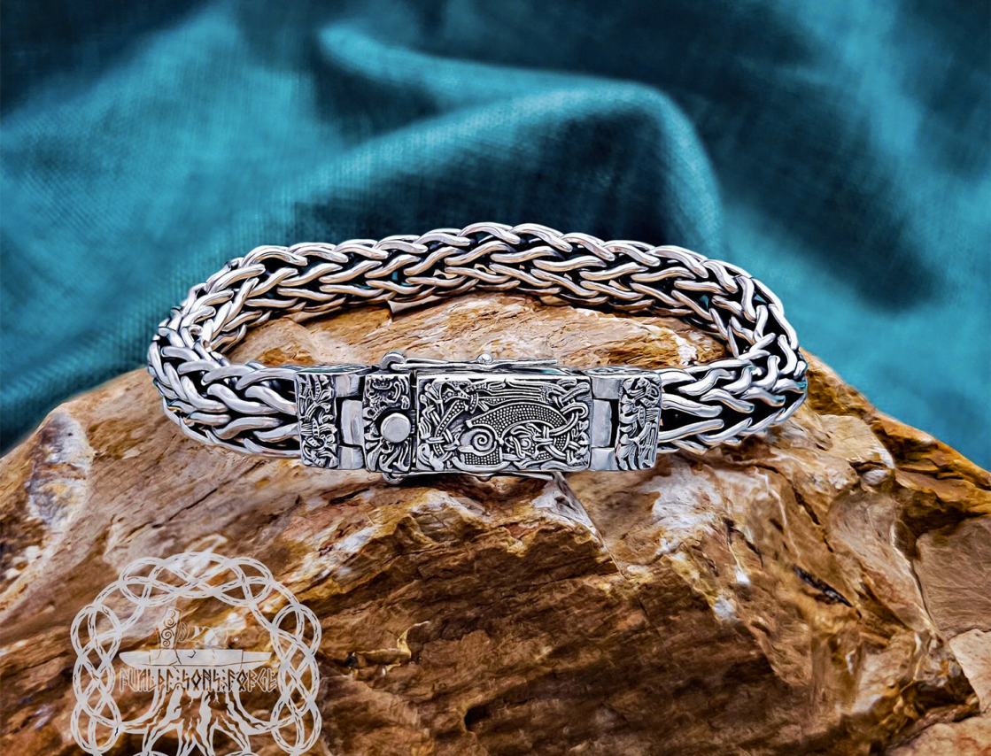 Mammen Style Sterling Silver Viking Bracelet. Based on the Cammin Casket.
