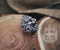 Handcrafted Sterling Silver Lion Ring. Biker Animal Jewelry.