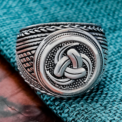 Sterling Silver Odins Horn Ring. Artisan Handmade Viking Design.