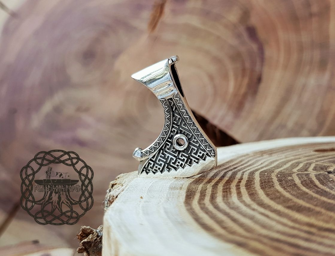 Handcrafted Viking Axe Necklace. Sterling Silver Norse Pendant.