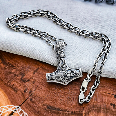 Handmade Sterling Silver Viking Anchor Chain Necklace