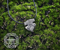 Sterling Silver Sigtuna Mjolnir Viking Necklace. Raven Head Thor Hammer Pendant.