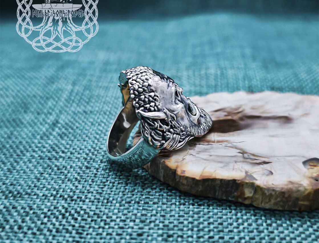 Sterling Silver Orc Durotan Ring. Handmade World of Warcraft Jewelry.