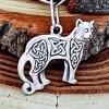 Sterling Silver Mystic Celtic Cat Pendant. Handmade Women Necklace.