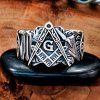 Sterling Silver Masonic Ring. Handcrafted Freemason Symbol Jewelry.