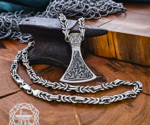 Mammen Style Viking Axe Pendant. Sterling Silver Norse Jewelry.