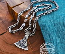 Mammen Style Viking Axe Pendant. Sterling Silver Norse Jewelry.