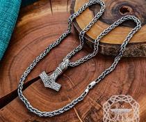 Handmade Thor hammer replica from Circa. Sterling silver Avian head mjolnir pendant. 