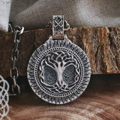 Handmade Sterling Silver Yggdrasil Pendant. Norse Viking World Tree Necklace.