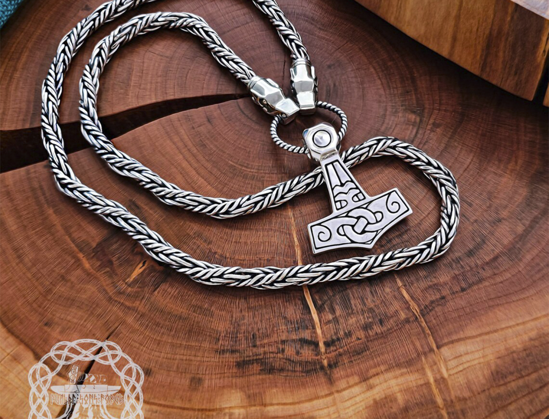 Sterling silver mjolnir pendant. Handmade Thor Hammer replica from Kostroma.