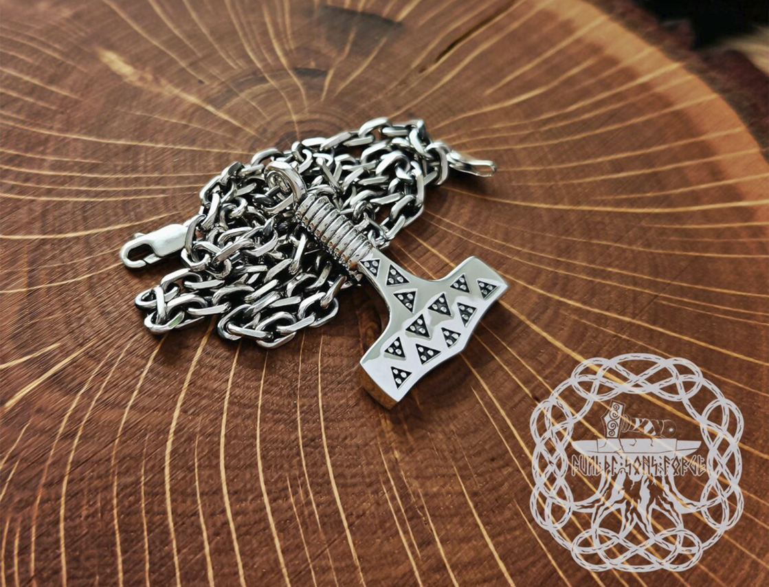 Viking Thor Hammer Replica from Vaalse on Falster. Sterling Silver Valse Mjolnir Pendant.