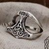 Handmade Sterling Silver Thors Hammer Ring. Viking Mjolnir Jewelry.
