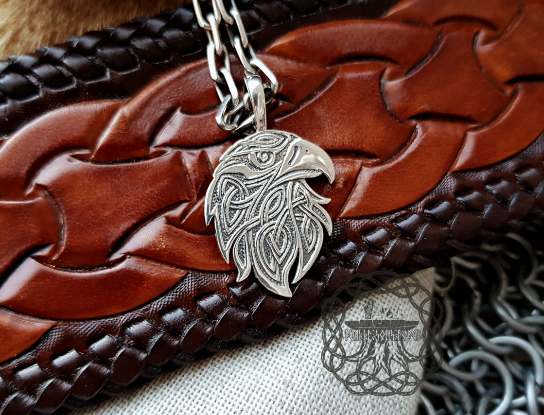Handmade Sterling Silver Celtic Eagle Pendant. Intricate Knotwork Necklace.