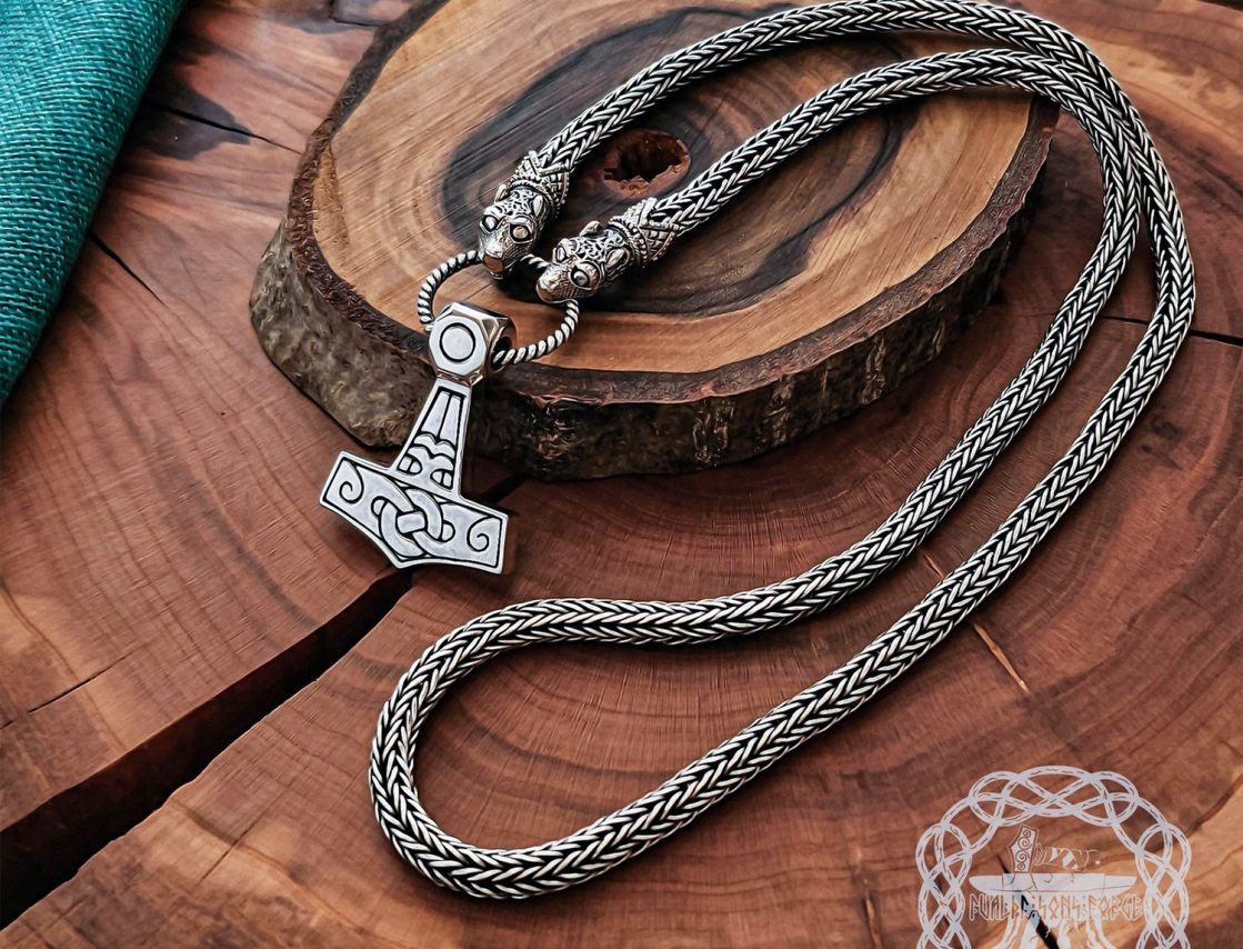 Sterling silver mjolnir pendant. Handmade Thor Hammer replica from Kostroma.