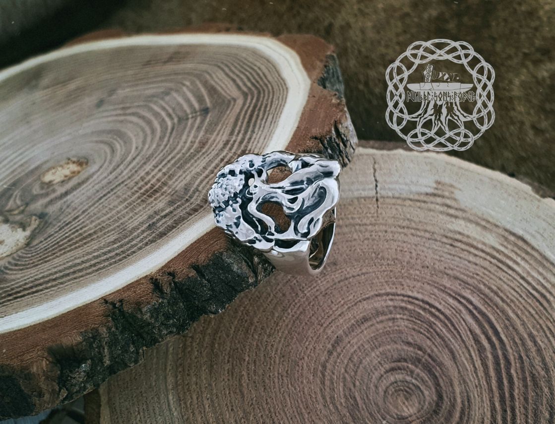 Handcrafted Sterling Silver Yggdrasil Ring. Norse Viking Jewelry.