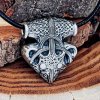 Sterling Silver Sigtuna Mjolnir Viking Necklace. Raven Head Thor Hammer Pendant.