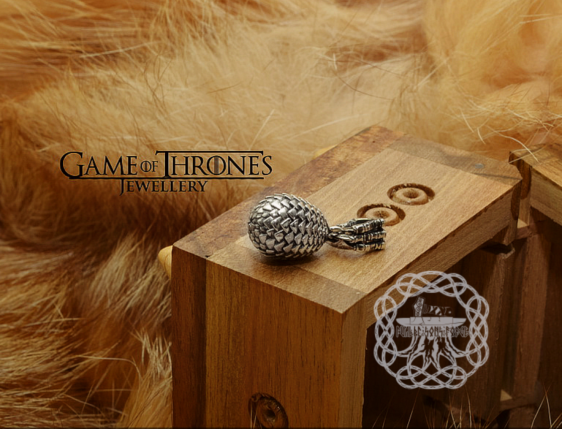 Dragon Egg Pendant, Game of Thrones Jewelry, Drogon, Rhaegal, Viserion, Sterling Silver Pendant, Dragons Amulet