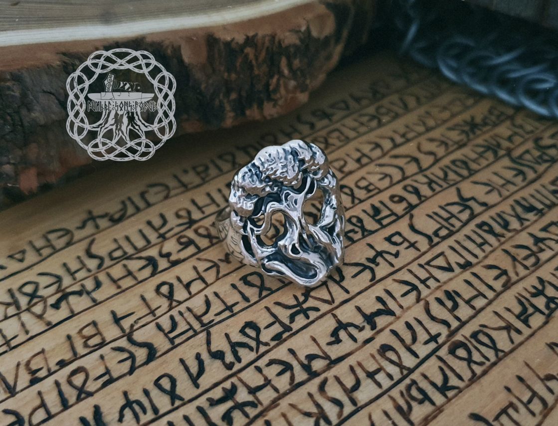 Handcrafted Sterling Silver Yggdrasil Ring. Norse Viking Jewelry.