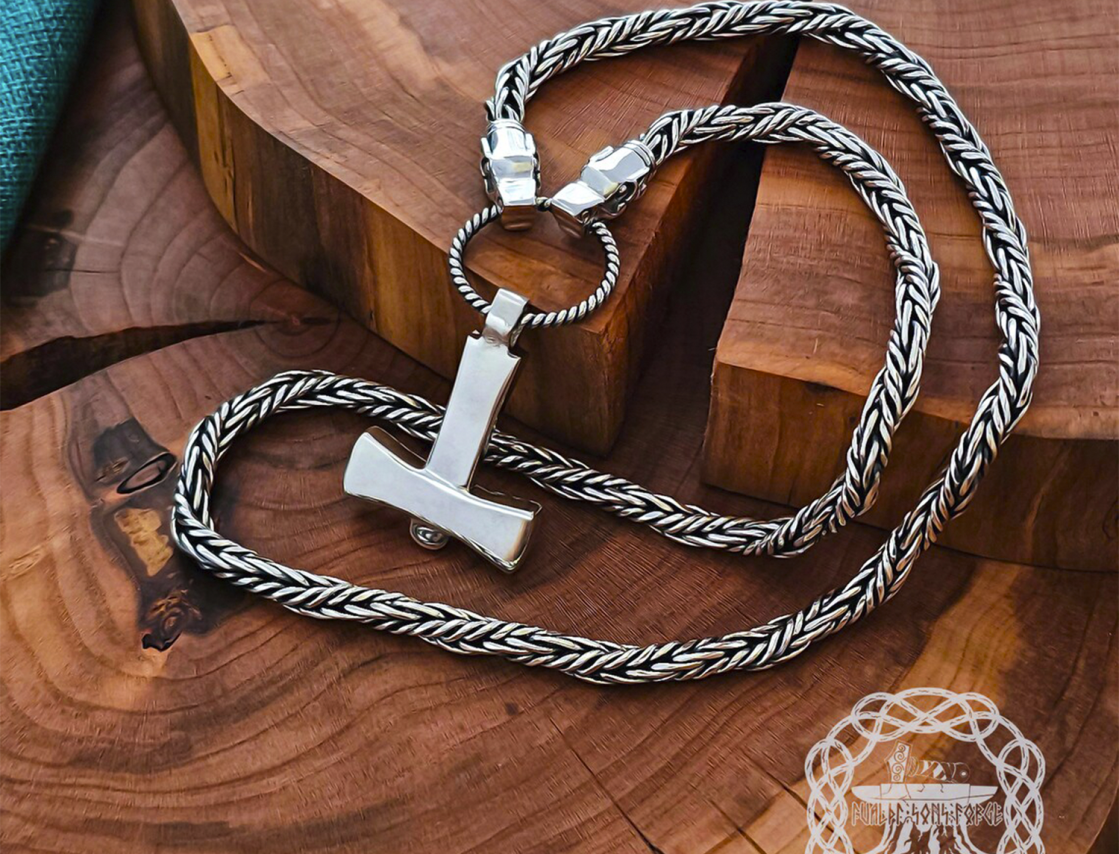 Handmade Mjolnir Pendant Replica from Uppland. Sterling Silver Thor hammer necklace.
