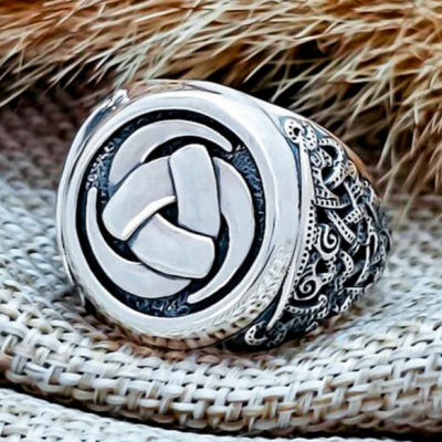 Sterling Silver Odins Horn Ring. Artisan Viking Jewelry.