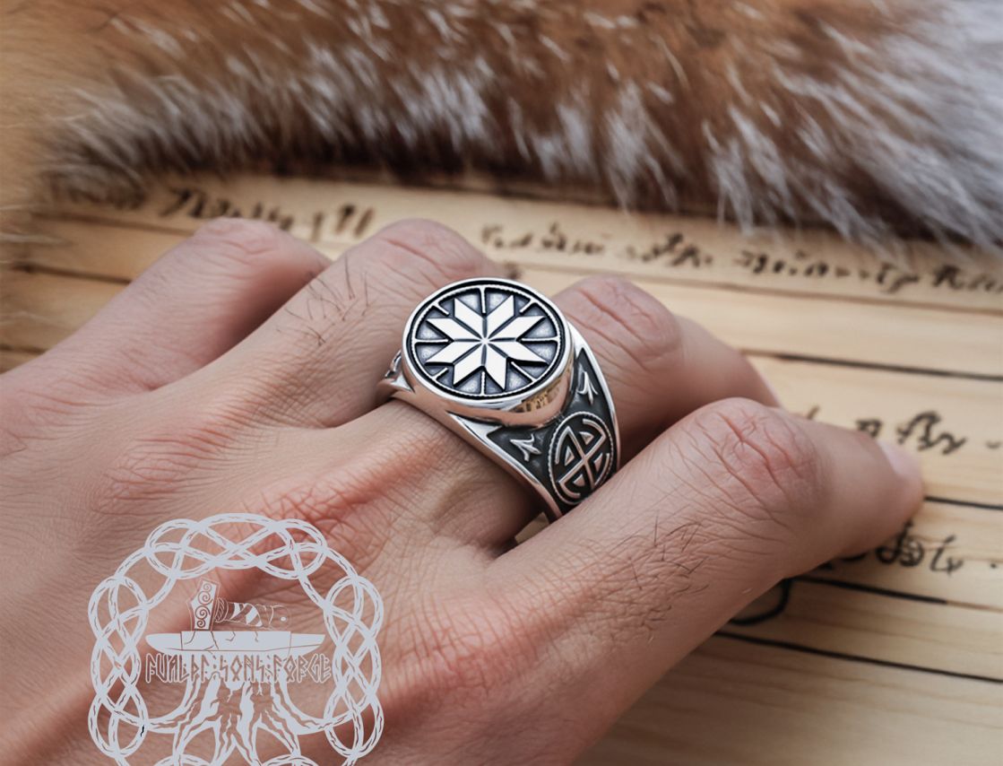 Handmade Sterling Silver Alatyr Ring. Slavic Pagan Jewelry.