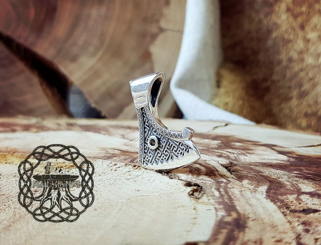 Handcrafted Viking Axe Necklace. Sterling Silver Norse Pendant.
