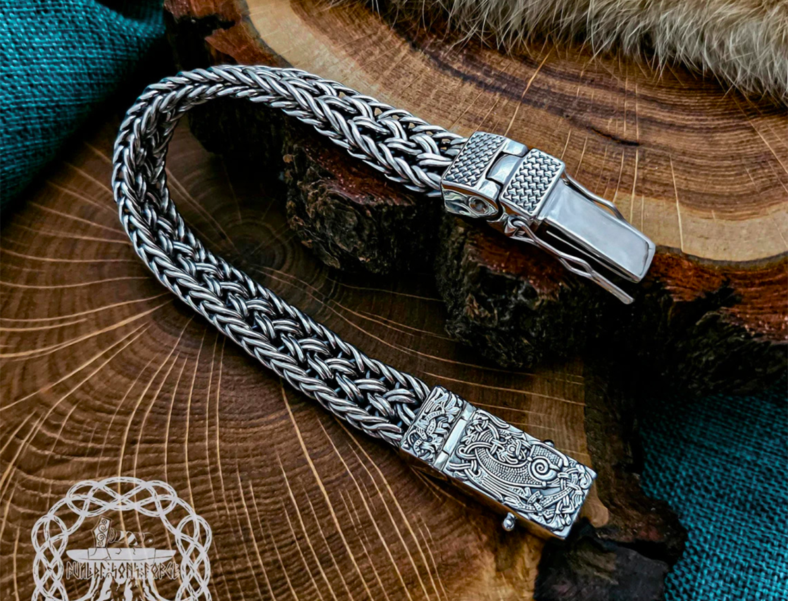 Mammen Style Viking Arm Ring. Handcrafted Sterling Silver Bracelet Inspired by Cammin Casket.