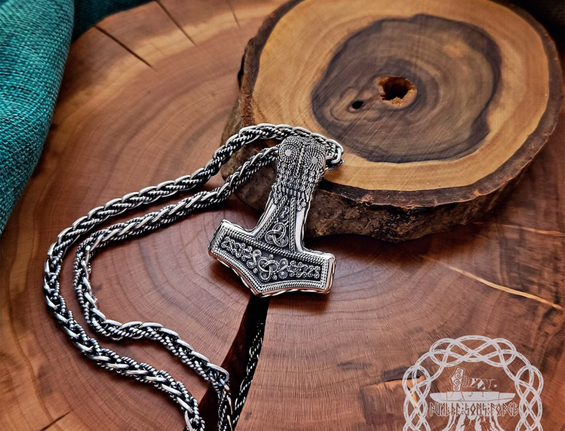 Sterling Silver Filigree Viking Chain. Handmade Norse Necklace.