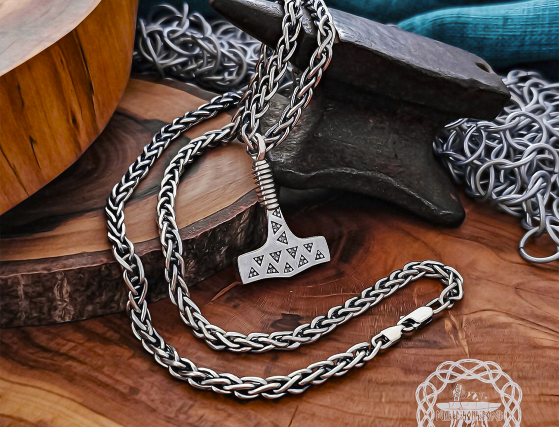 Viking Thor Hammer Replica from Vaalse on Falster. Sterling Silver Valse Mjolnir Pendant.