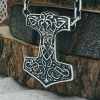 Norse Viking Mjolnir Pendant. Sterling Silver Thor Hammer Necklace.