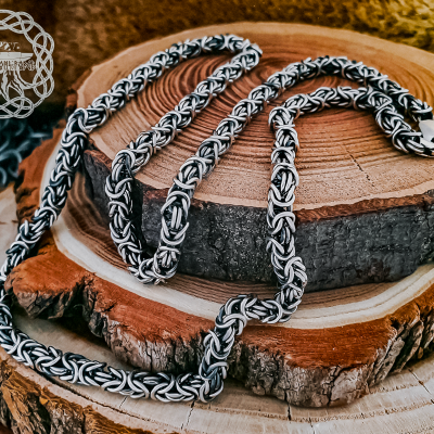 Sterling Silver Byzantine Necklace. Handmade Viking Chain.