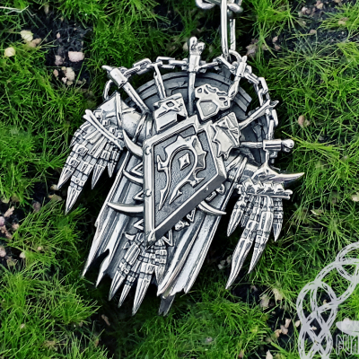 Sterling Silver Warcraft Horde Pendant. Handmade Orc Necklace.