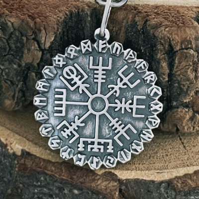 Handmade Sterling Silver Vegvisir Pendant. Runic Compass Viking Necklace.