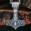 Viking Thor Hammer Necklace. Sterling Silver Mjolnir Pendant.