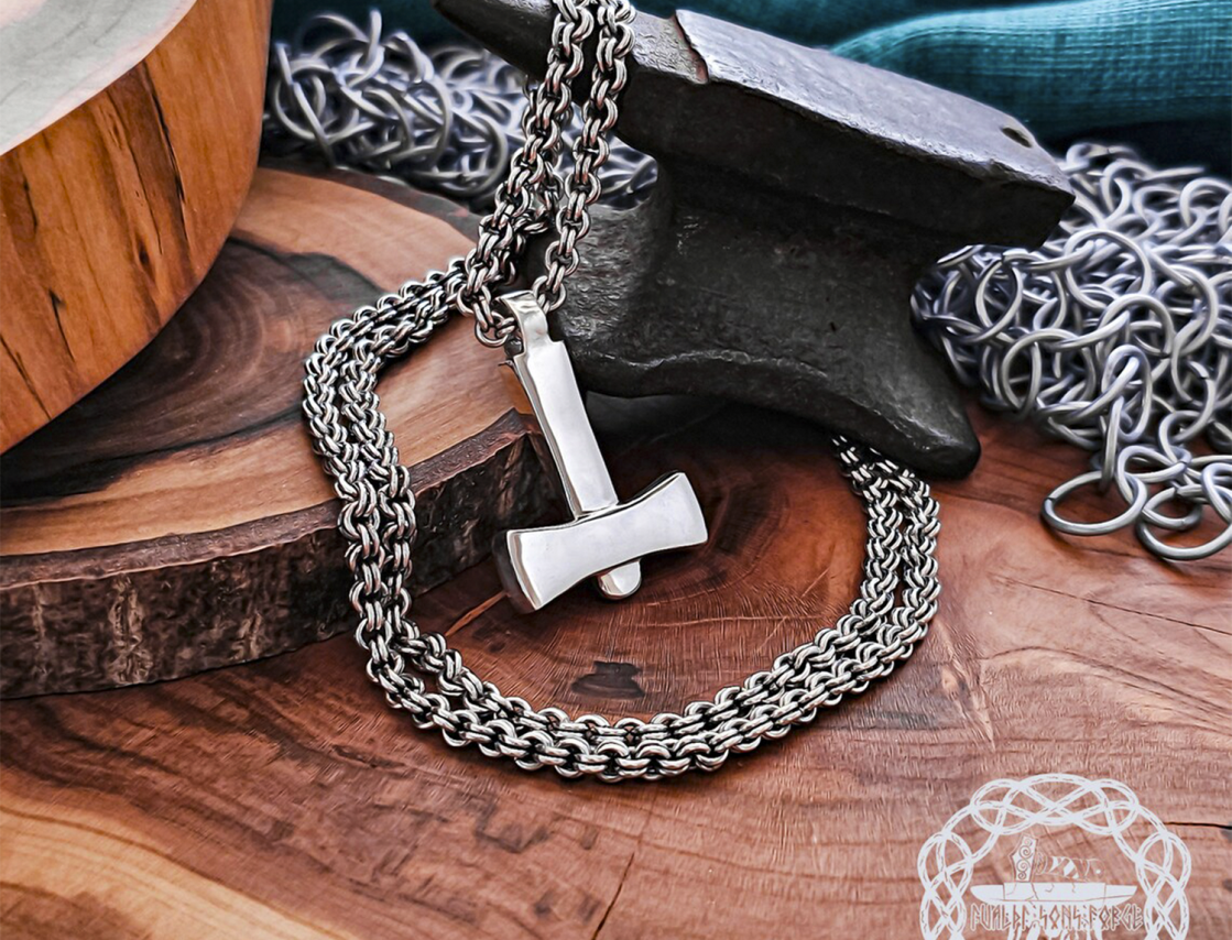Handmade Mjolnir Pendant Replica from Uppland. Sterling Silver Thor hammer necklace.