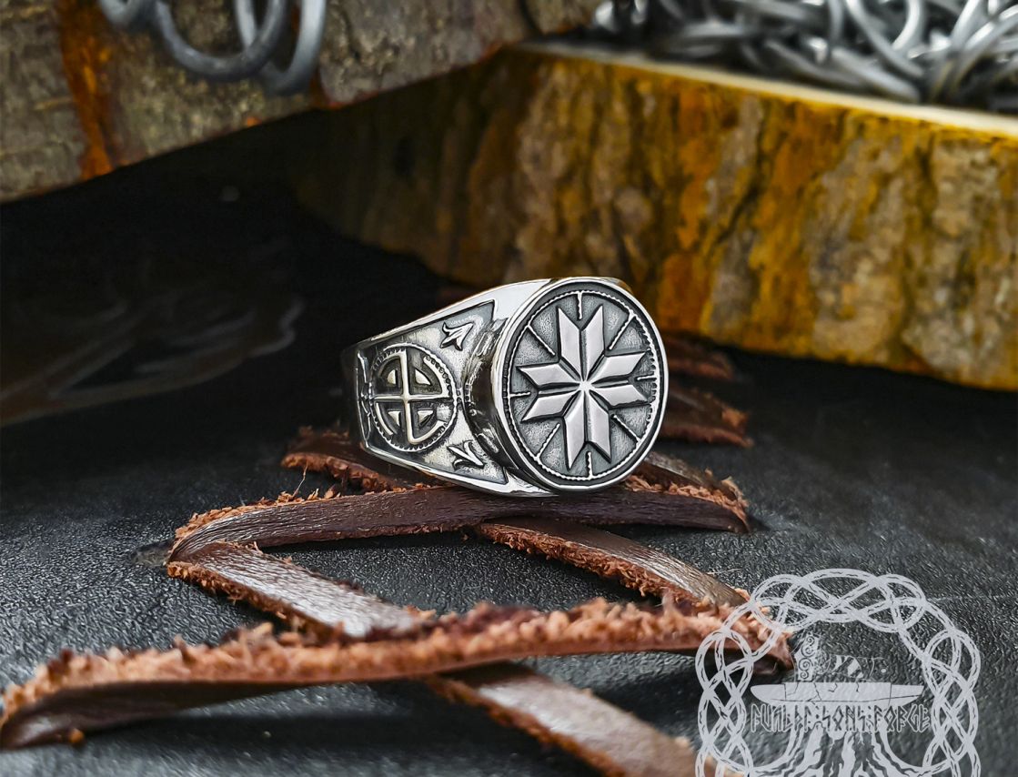Handmade Sterling Silver Alatyr Ring. Slavic Pagan Jewelry.
