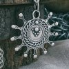 Handmade Sterling Silver Viking Lunula Pendant. Norse Jewelry Necklace.