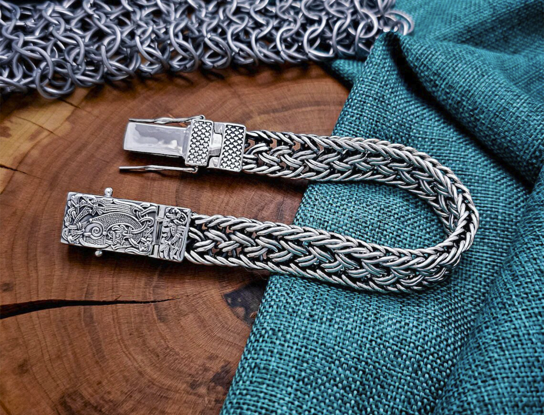 Mammen Style Viking Arm Ring. Handcrafted Sterling Silver Bracelet Inspired by Cammin Casket.