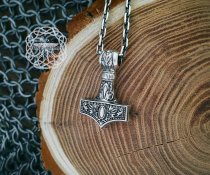 Viking Thor Hammer Necklace. Sterling Silver Mjolnir Pendant.
