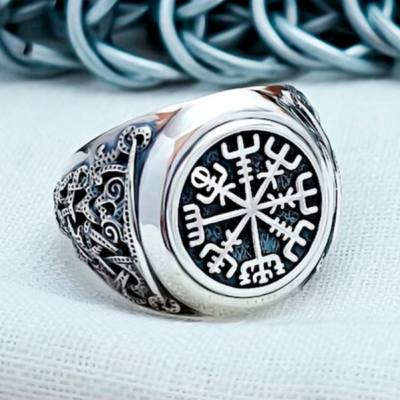 Sterling Silver Vegvisir Ring. Artisan Viking Jewelry.