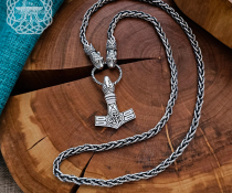 Handmade Thor hammer replica from Circa. Sterling silver Avian head mjolnir pendant. 