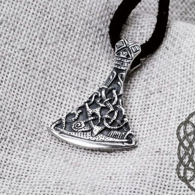 Handmade Sterling Silver Viking Axe Pendant. Mammen Style Necklace.