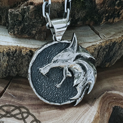 Wolf School Medallion Wolf Pendant Cosplay Pendant Sterling Silver Witcher Wolf School Necklace Witcher Medallion Witcher Pendant