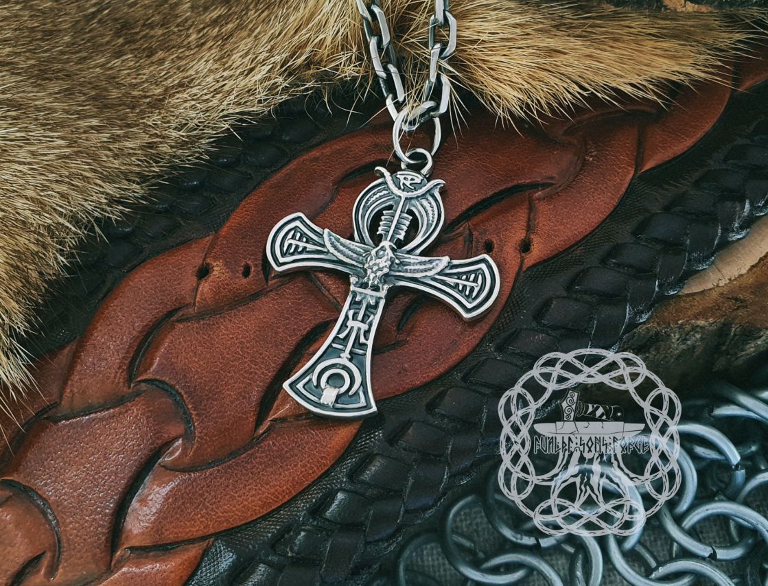 Handmade Sterling Silver Ankh Cross Pendant. Egyptian Jewelry Necklace.