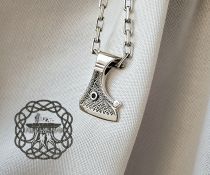 Handcrafted Viking Axe Necklace. Sterling Silver Norse Pendant.