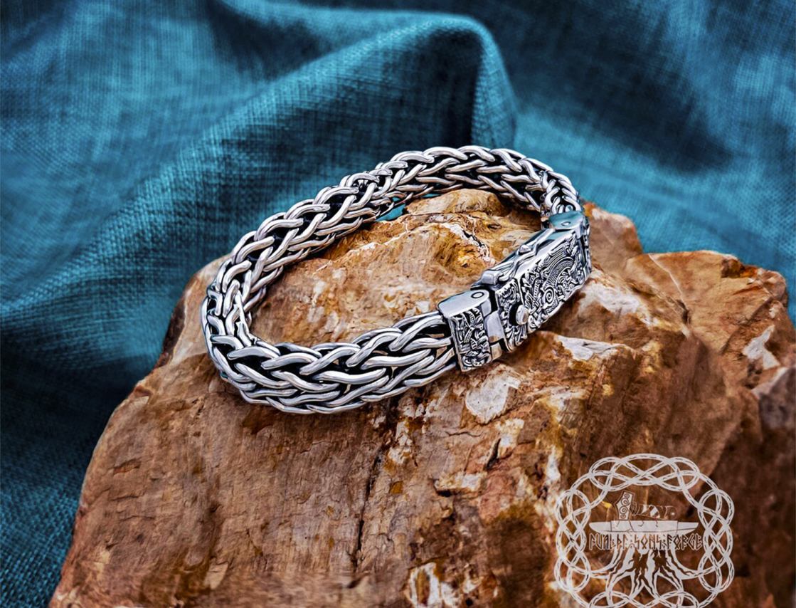 Mammen Style Sterling Silver Viking Bracelet. Based on the Cammin Casket.