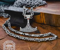 Sterling Silver Perun Replica Pendant. Norse Viking Axe Necklace.